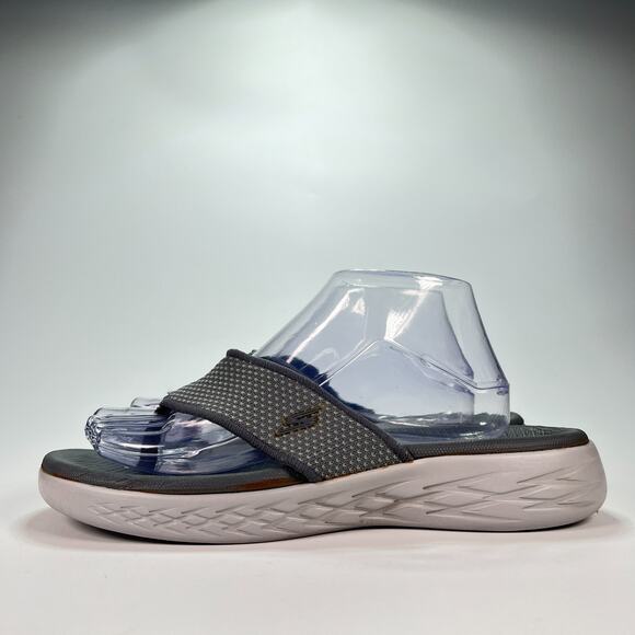 Skechers Goga Max Gray Casual Slip On Thong Flip Flops Sandals Women's Size 8 - Picture 4 of 10